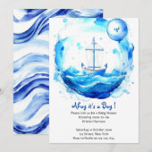 Golven van Liefde: Nautical Boy Baby shower Kaart (Voorkant / Achterkant)