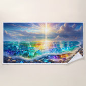 Golven van rust: Crystal Ocean Sunset Handdoek (Voorkant)
