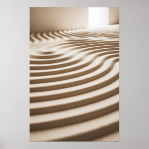 Golven van sereniteit - minimalistisch zandpatroon poster