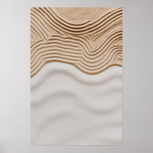 Golven van sereniteit - minimalistisch zandpatroon poster