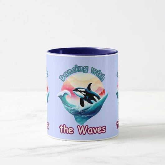 Golven van vreugde: orka springen in aqua waters mok (Midden)