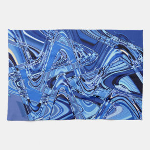 golven van wegen in blauw theedoek