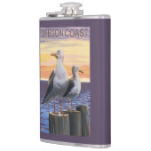 Golven van Zee van oregonkusten Heupfles (Links)