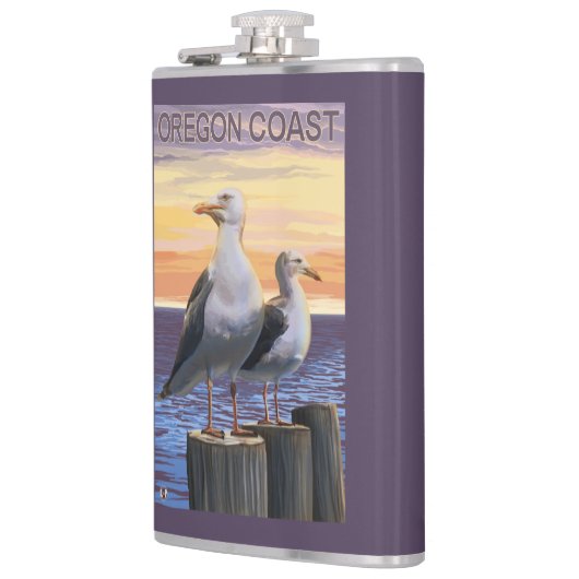 Golven van Zee van oregonkusten Heupfles (Links)