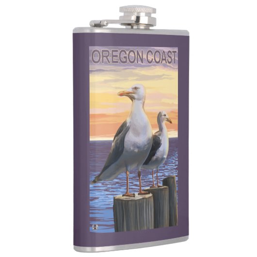 Golven van Zee van oregonkusten Heupfles (Rechts)