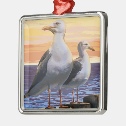 Golven van Zee van oregonkusten Metalen Ornament (Links)