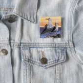 Golven van Zee van oregonkusten Vierkante Button 5,1 Cm (In situ)