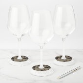 Golven van zwart en bruin wijnglaslabel (Set)