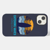 Golven vangen Retro Surfplank Strand Kunst iPhone Hoesje (Achterkant horizontaal)