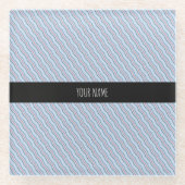 Golven Verticaal Blauw Sinaasappel Minimal Pattern Glazen Onderzetter (Voorkant)