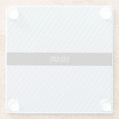 Golven Verticaal Blauw Sinaasappel Minimal Pattern Glazen Onderzetter (Achterkant)