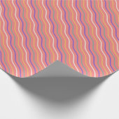 Golven Verticaal Perzik Geel Blauw Minimaal Patroo Cadeaupapier (Hoek)