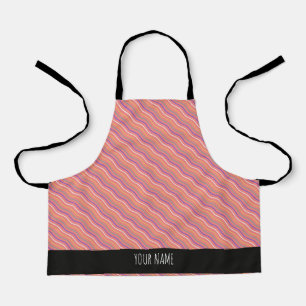 Golven Verticaal Perzik Geel Blauw Minimaal Patroo Schort