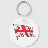 Golven voerende Georgische vlag rood en wit vijf k Sleutelhanger (Achterkant)
