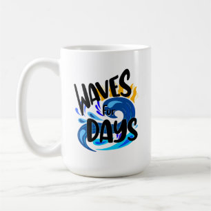 Golven voor dagen, strand leven, oceaan illustrati koffiemok