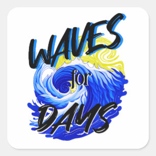 Golven voor dagen, strandleven, Ocean Design Art Vierkante Sticker