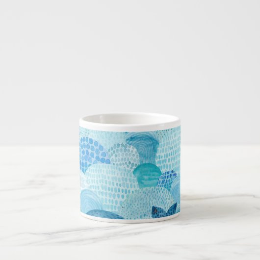 Golven, walvis, kinderachtig blauwe textuur espresso kop (Voorkant)