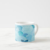 Golven, walvis, kinderachtig blauwe textuur espresso kop (Voorkant rechts)