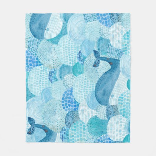 Golven, walvis, kinderachtig blauwe textuur fleece deken (Voorkant)