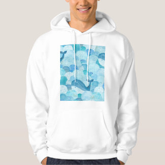 Golven, walvis, kinderachtig blauwe textuur hoodie