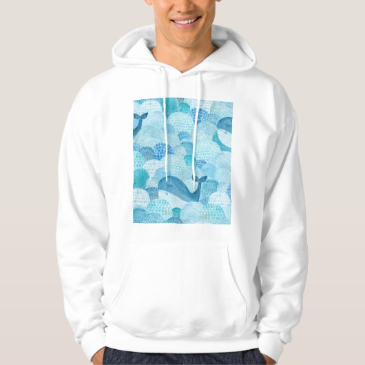 Golven, walvis, kinderachtig blauwe textuur hoodie (Voorkant)