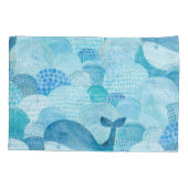 Golven, walvis, kinderachtig blauwe textuur kussensloop (Achterkant)