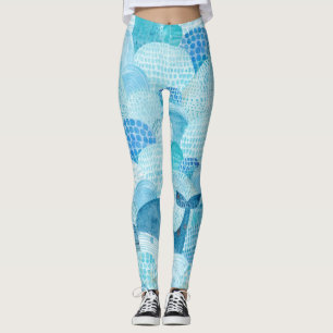 Golven, walvis, kinderachtig blauwe textuur leggings