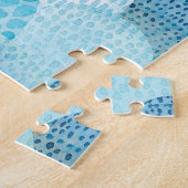 Golven, walvis, kinderachtig blauwe textuur legpuzzel (Zijkant)