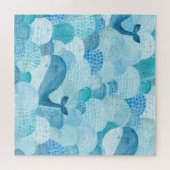 Golven, walvis, kinderachtig blauwe textuur legpuzzel (Horizontaal)