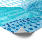 Golven, walvis, kinderachtig blauwe textuur poster (Hoek)