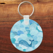 Golven, walvis, kinderachtig blauwe textuur sleutelhanger (Voorkant)