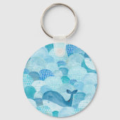 Golven, walvis, kinderachtig blauwe textuur sleutelhanger (Achterkant)