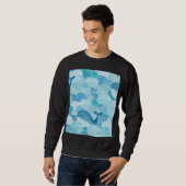 Golven, walvis, kinderachtig blauwe textuur trui (Voorkant volledig)