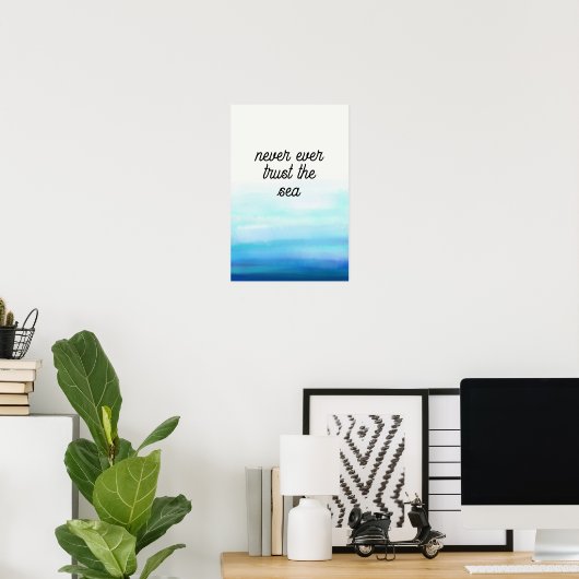 Golven Waterverf Blauwe Poster (Thuiskantoor)