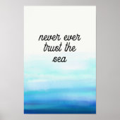 Golven Waterverf Blauwe Poster (Voorkant)