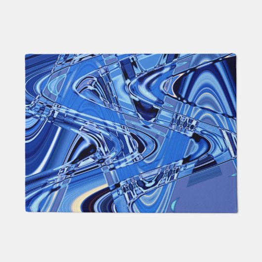 golven wegen in blauw deurmat (Voorkant)