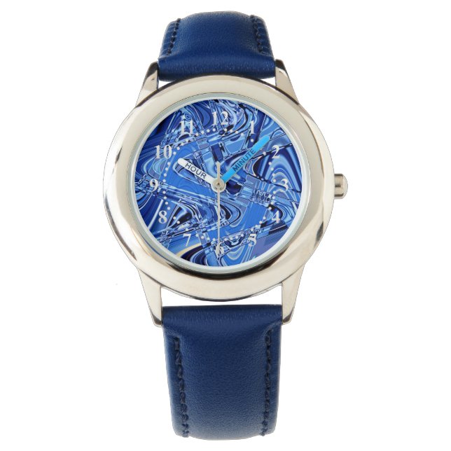 golven wegen in blauw horloge (Voorkant)