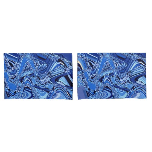 golven wegen in blauw kussensloop (Voorkant-Set)
