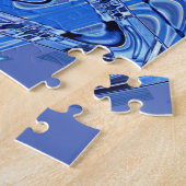 golven wegen in blauw legpuzzel (Zijkant)