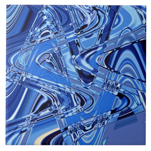 golven wegen in blauw tegeltje (Voorkant)