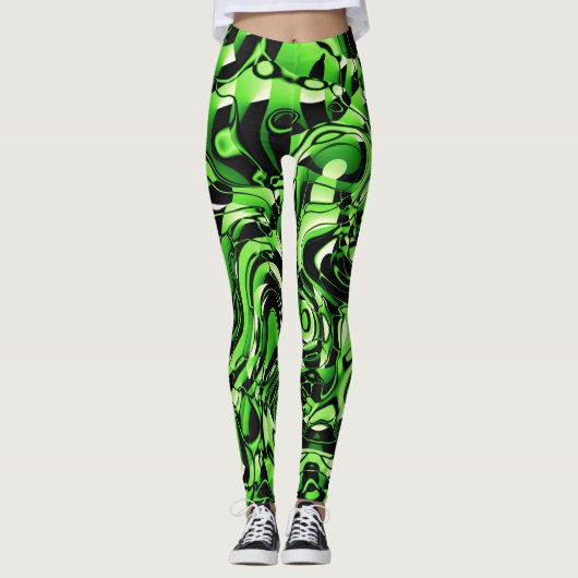 Golvend Abstract 270321 - 02 Groene Leggings (Voorkant)