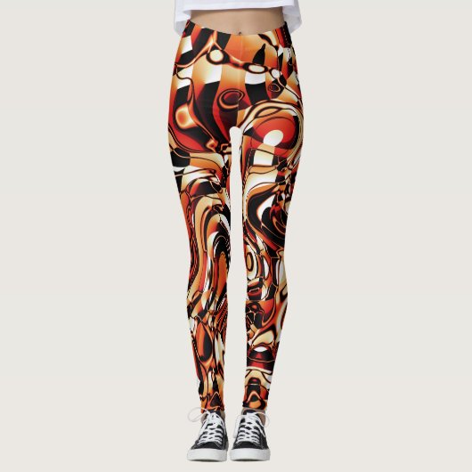 Golvend Abstract 270321 - 02 Oranje Leggings (Voorkant)