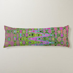 Golvend abstract groen en rood retro mozaïek zigza lichaamskussen
