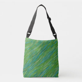 Golvend abstract patroon in groen en blauw crossbody tas