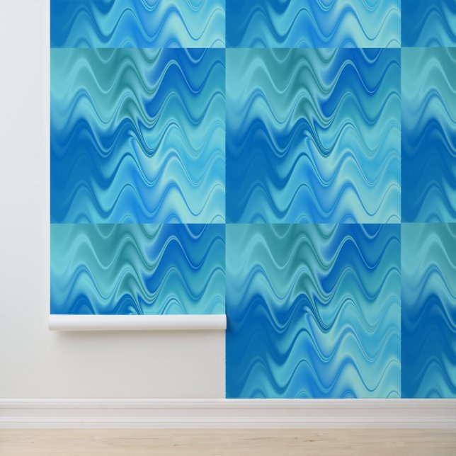 Golvend Blauw Abstract Behang (Applicatie)