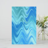 Golvend Blauw Abstract Briefpapier (Staand voorkant)