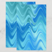 Golvend Blauw Abstract Briefpapier (Voorkant / Achterkant)