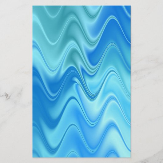 Golvend Blauw Abstract Briefpapier (Voorkant)