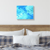 Golvend Blauw Abstract Canvas Afdruk (Insitu (Slaapkamer))