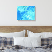 Golvend Blauw Abstract Canvas Afdruk (Insitu (Slaapkamer))